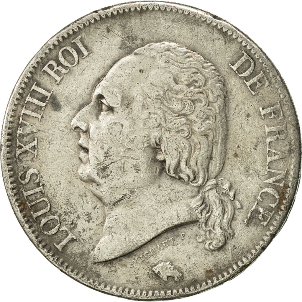 France, Louis XVIII, 5 Francs, 1823, Paris, VF(30-35), Silver, KM 711.1