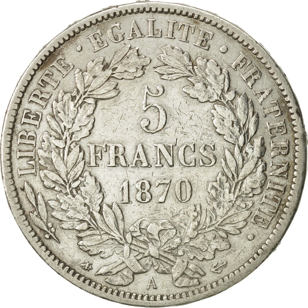 Coin, France, Cérès, 5 Francs, 1870, Paris, EF(40-45), Silver, KM:819