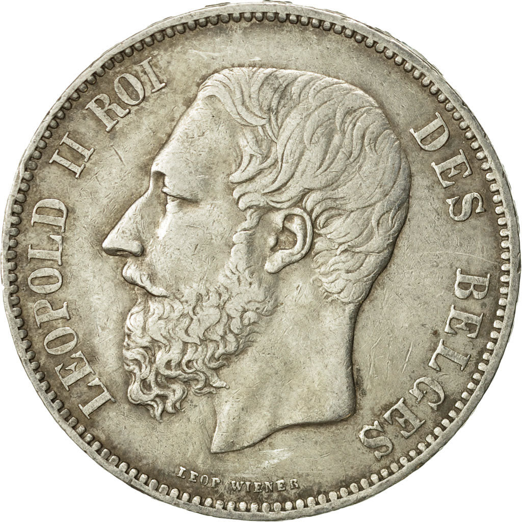 Coin, Belgium, Leopold II, 5 Francs, 5 Frank, 1867, EF(40-45), Silver, KM:24