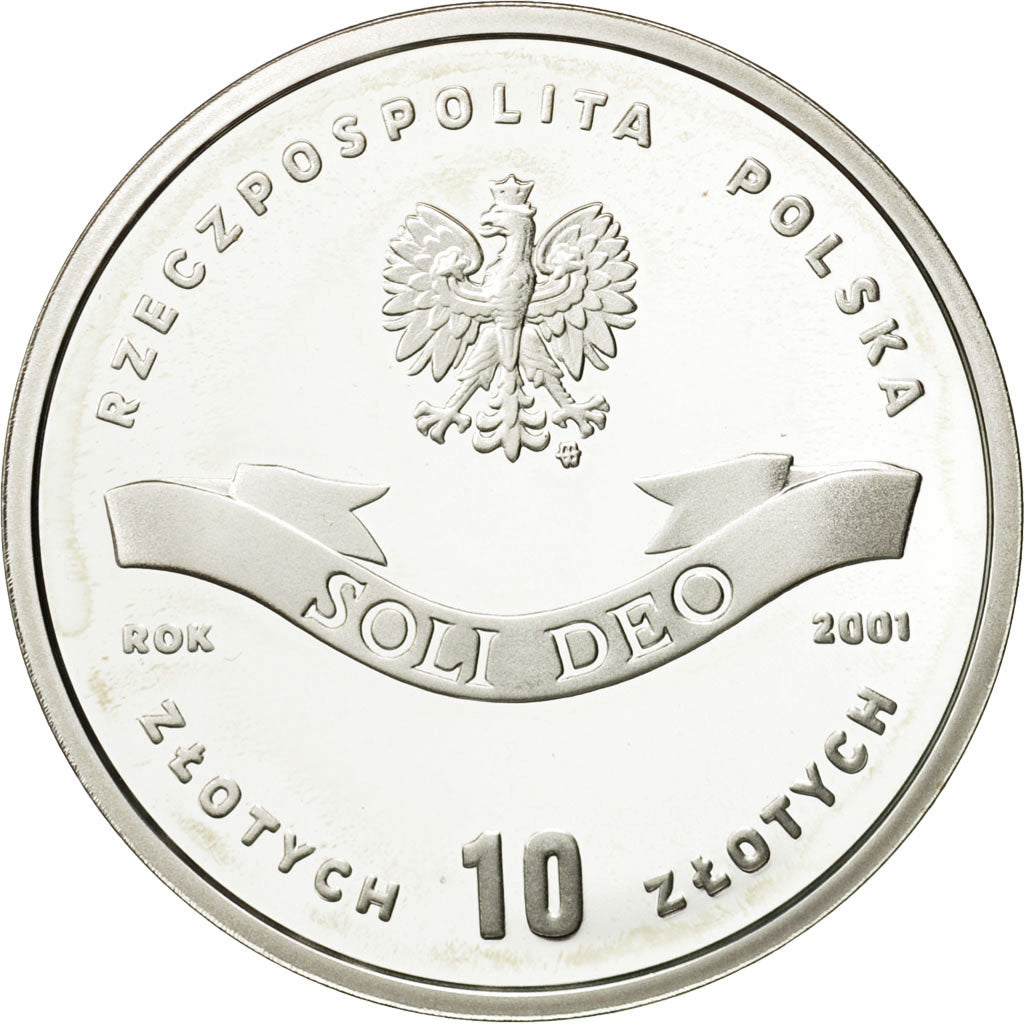 Coin, Poland, 10 Zlotych, 2001, Warsaw, MS(65-70), Silver, KM:419