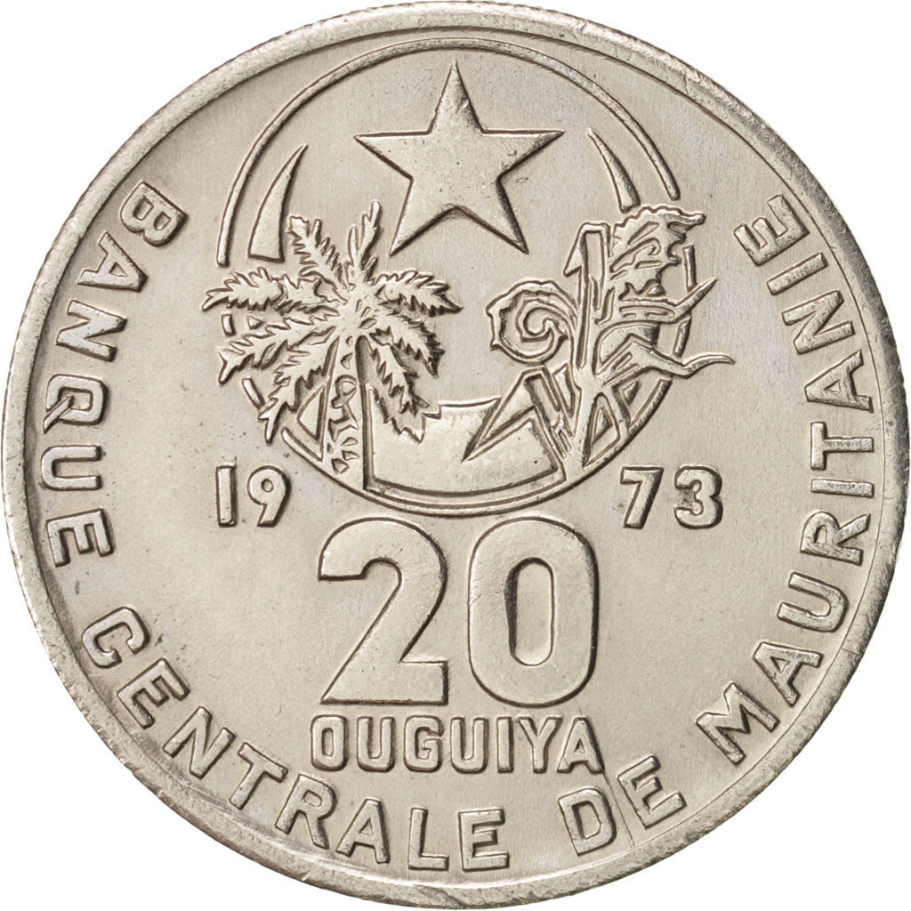 Mauritania, 20 Ouguiya, 1973, KM:5