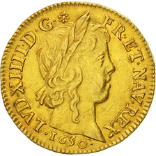 Francia, Louis XIV, Louis d'or à la mèche longue, 1650, Paris, BB+, KM 157.1