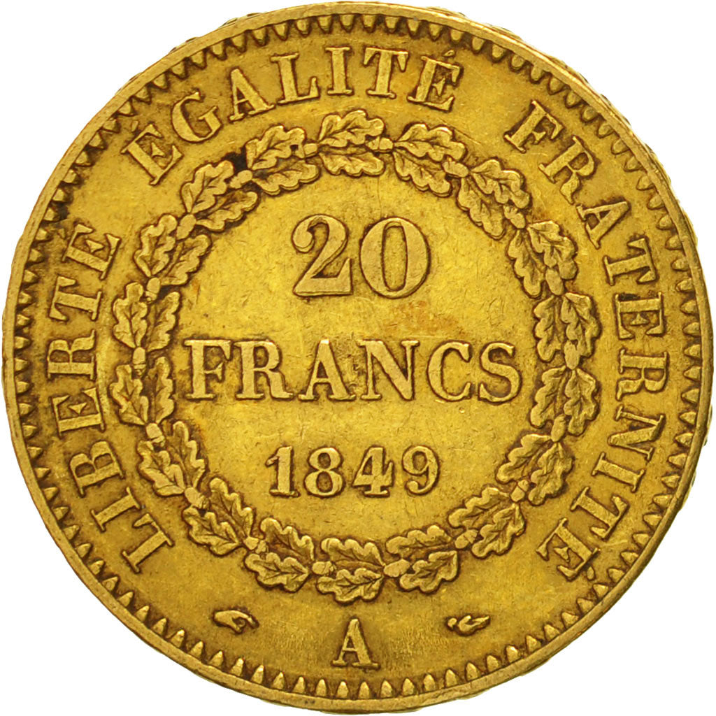 France, Génie, 20 Francs, 1849, Paris, TTB, Or, KM:757, Gadoury:1032