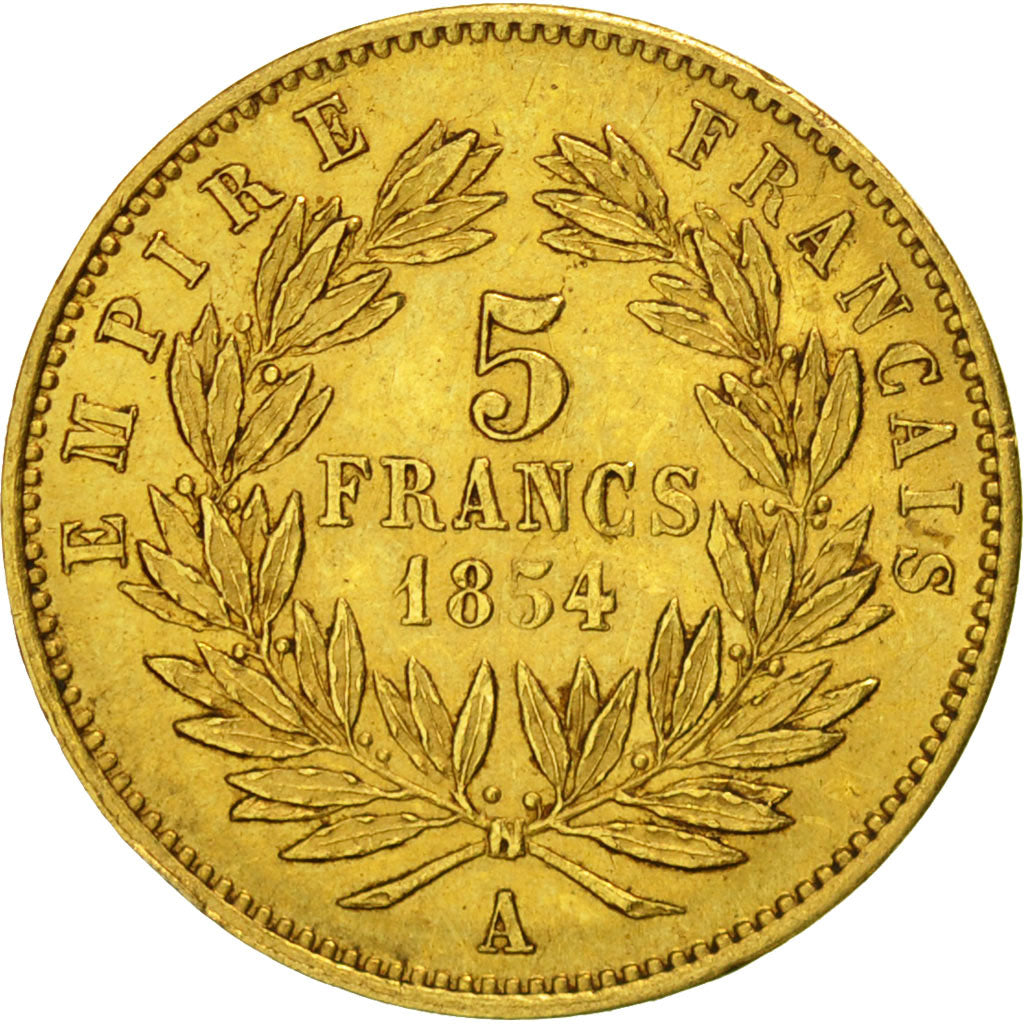 France, Napoléon III, 5 Francs, 1854, Paris, TTB+, Or, KM:783, Gadoury 1000