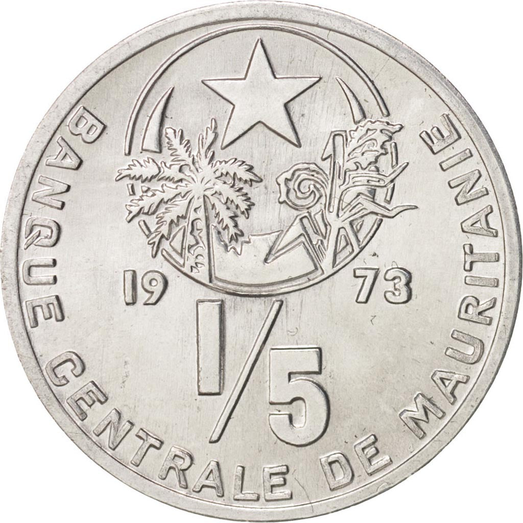 Mauritanie, 1/5 Ouguiya, Khoums, 1973, KM:1
