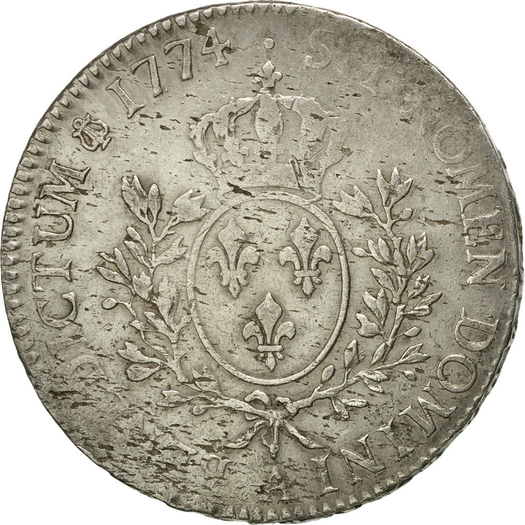 Moneta, Francia, Louis XV, Écu à la vieille tête, Ecu, 1774, Paris, MB