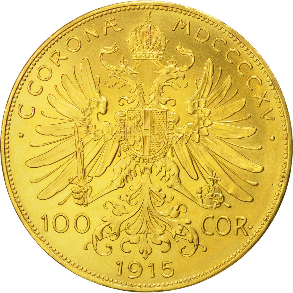 Austria, Franz Joseph I, 100 Corona, 1915, RESTRIKE, MS(60-62), Gold, KM:2819