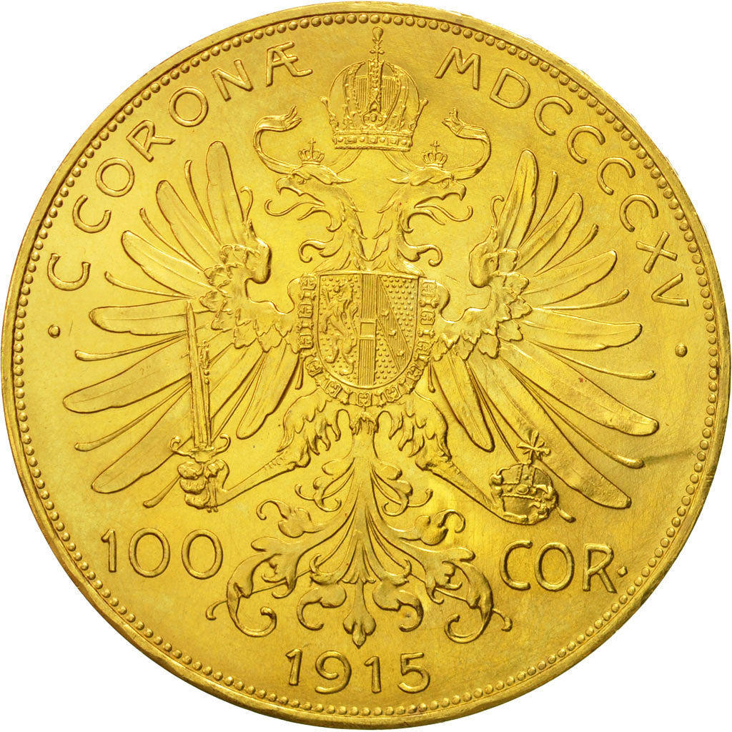 Moneta, Austria, Franz Joseph I, 100 Corona, 1915, SPL, Oro, KM:2819