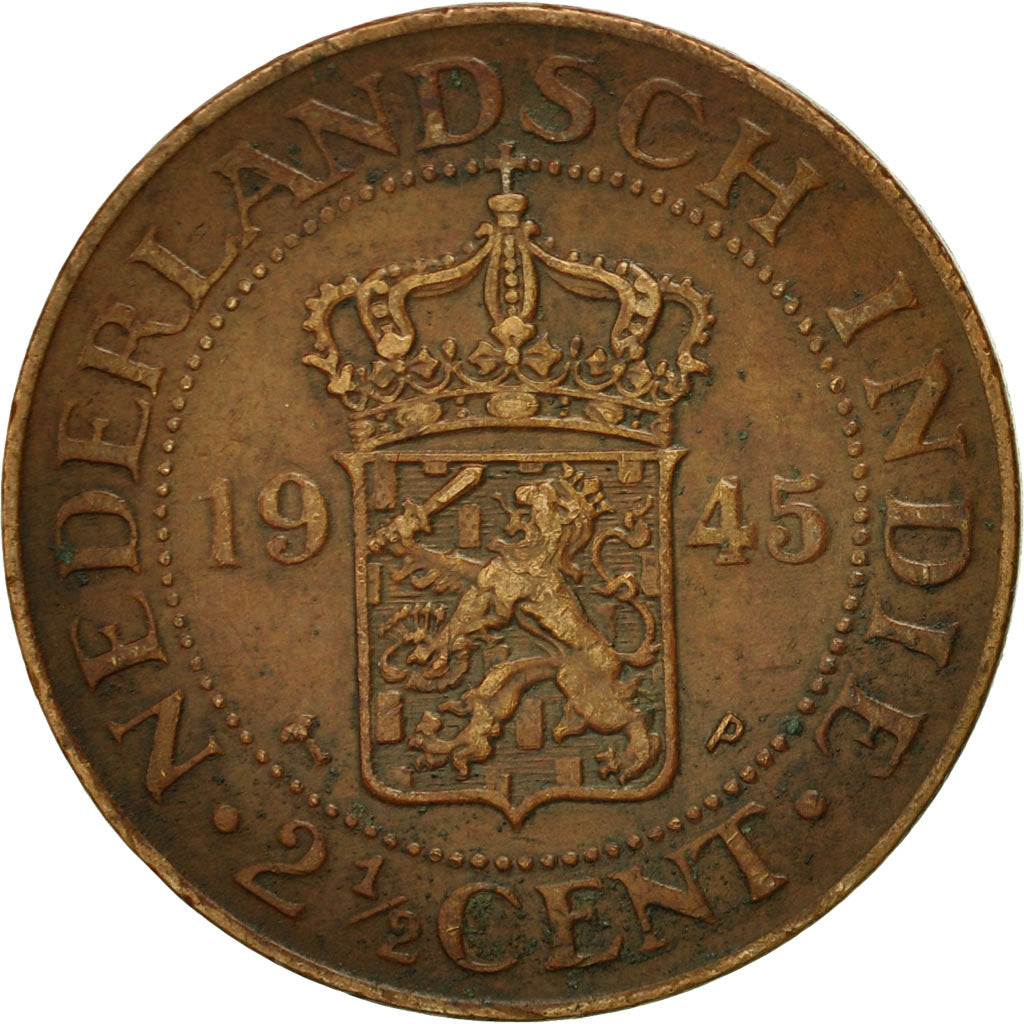 NETHERLANDS EAST INDIES, Wilhelmina I, 2-1/2 Cents, 1945, EF(40-45), KM 316