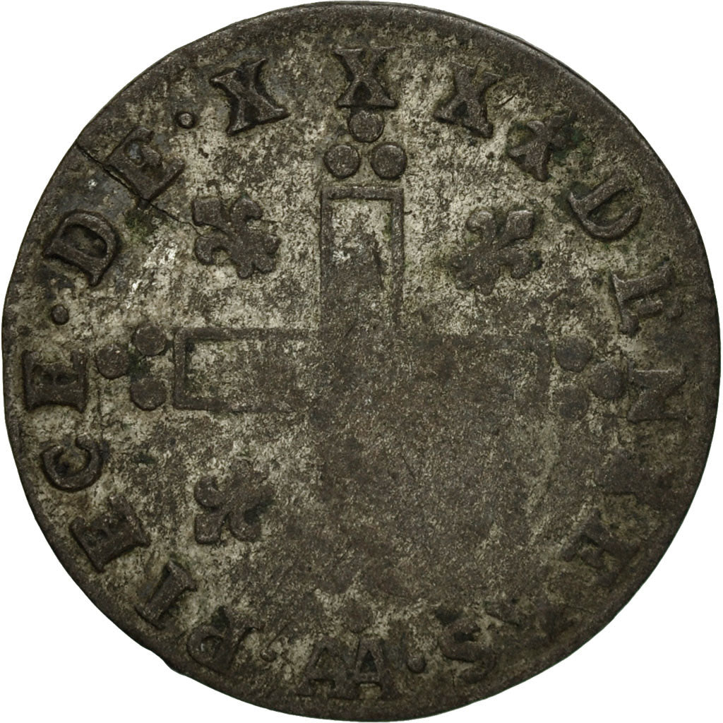 Coin, France, Louis XIV, XXX Deniers aux 2 L couronnés, 30 Deniers, 1710, Metz