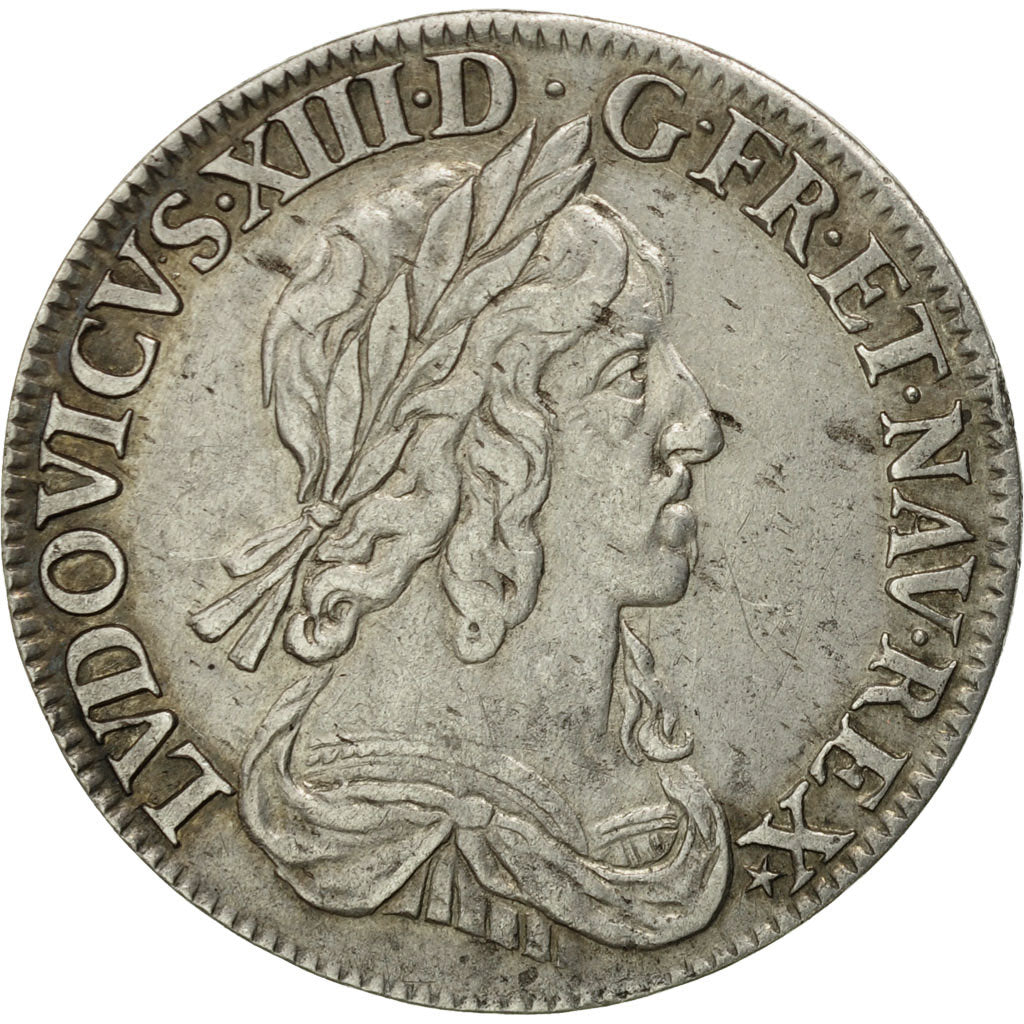 Coin, France, Louis XIII, 1/4 Écu 2e poinçon de Warin, buste drapé et