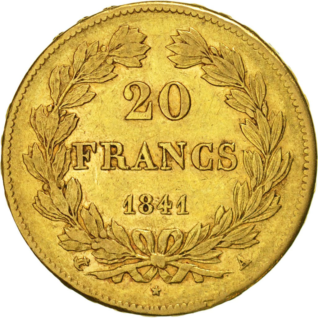 Moneda, Francia, Louis-Philippe, 20 Francs, 1841, Paris, MBC, Oro, KM:750.1