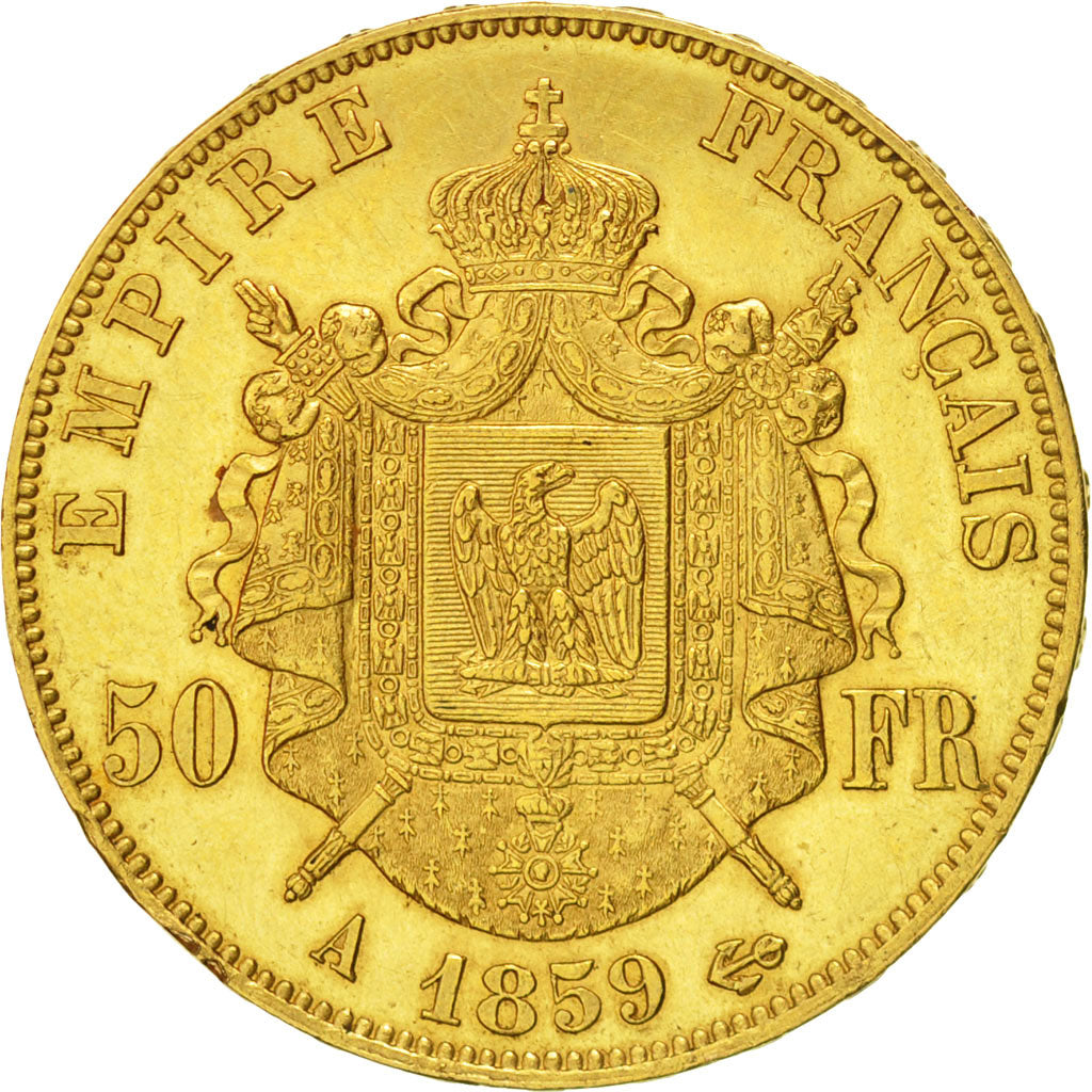 Coin, France, Napoleon III, Napoléon III, 50 Francs, 1859, Paris, AU(50-53)