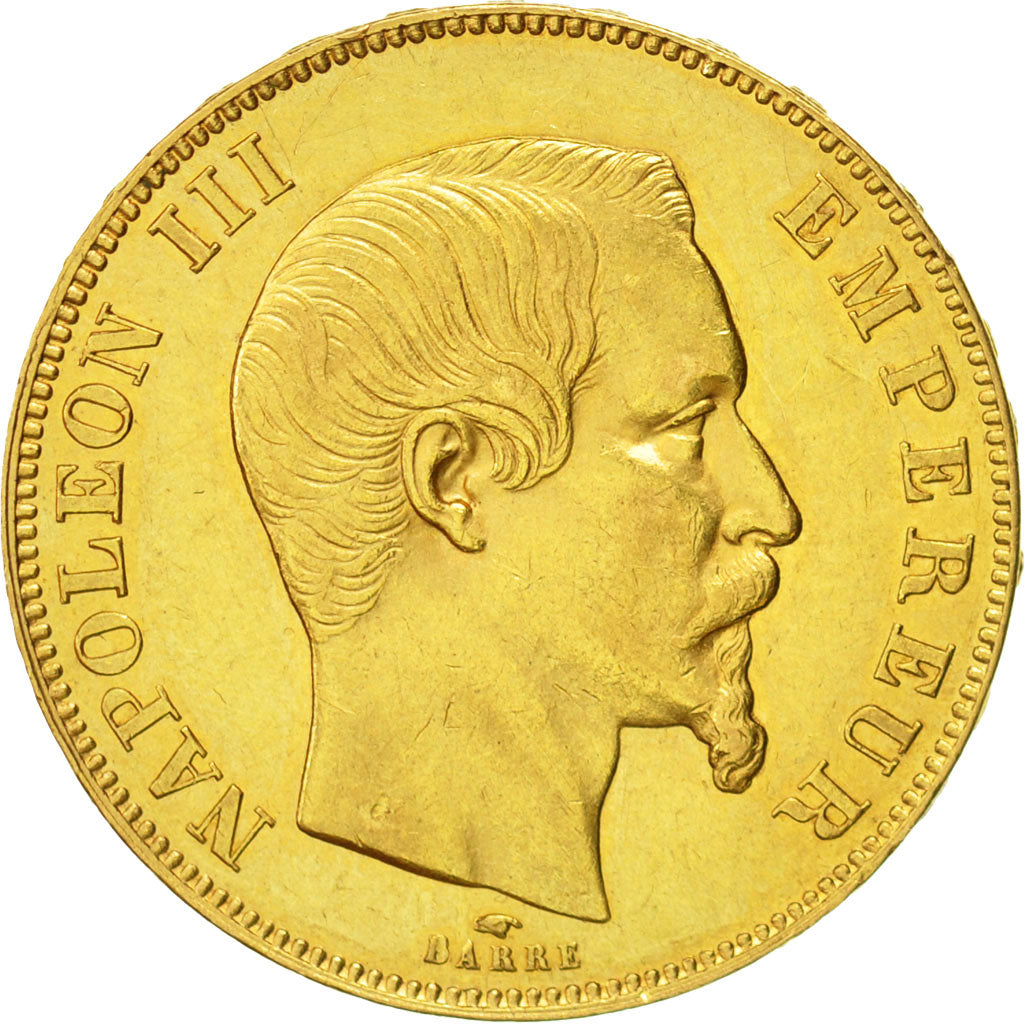 Moneda, Francia, Napoleon III, Napoléon III, 50 Francs, 1857, Paris, MBC, Oro