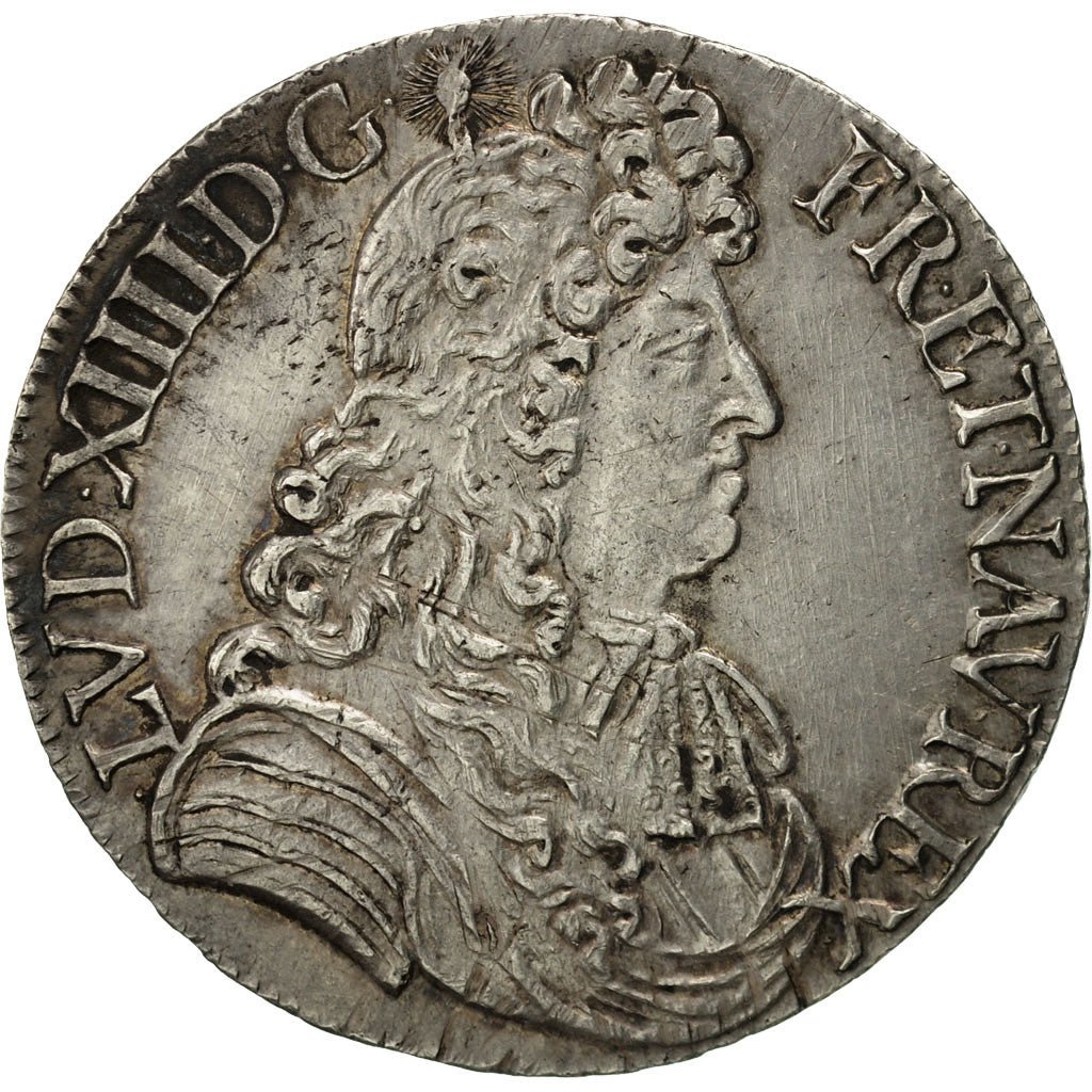 Moneda, Francia, Louis XIV, Écu à la cravate, Ecu, 1680, Rennes, EBC+, Plata