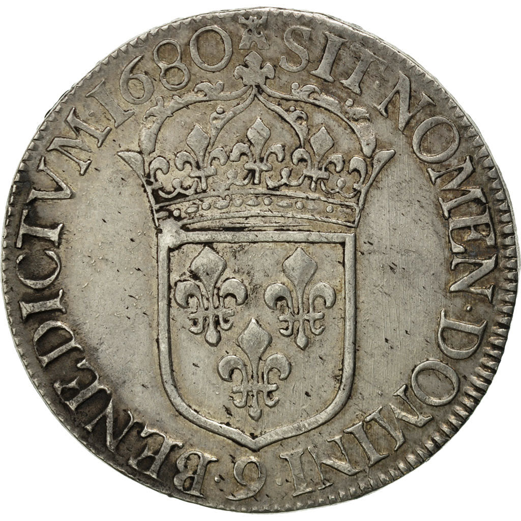 Moneda, Francia, Louis XIV, Écu à la cravate, Ecu, 1680, Rennes, EBC+, Plata