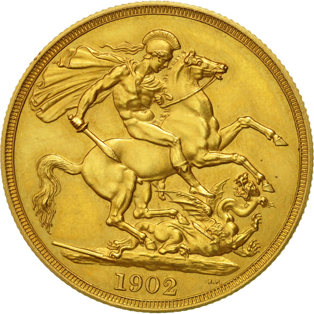 Great Britain, Edward VII, 2 Pounds, 1902, London, MS(63), Gold, KM:806