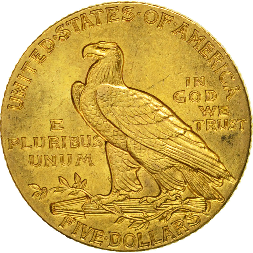 Stati Uniti, Indian Head, $5, Half Eagle, 1908, Philadelphia, BB+, KM 129