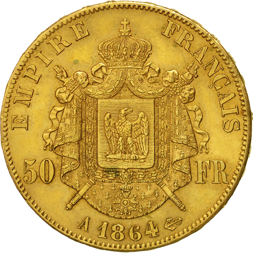 Munten, Frankrijk, Napoleon III, Napoléon III, 50 Francs, 1864, Paris, PR
