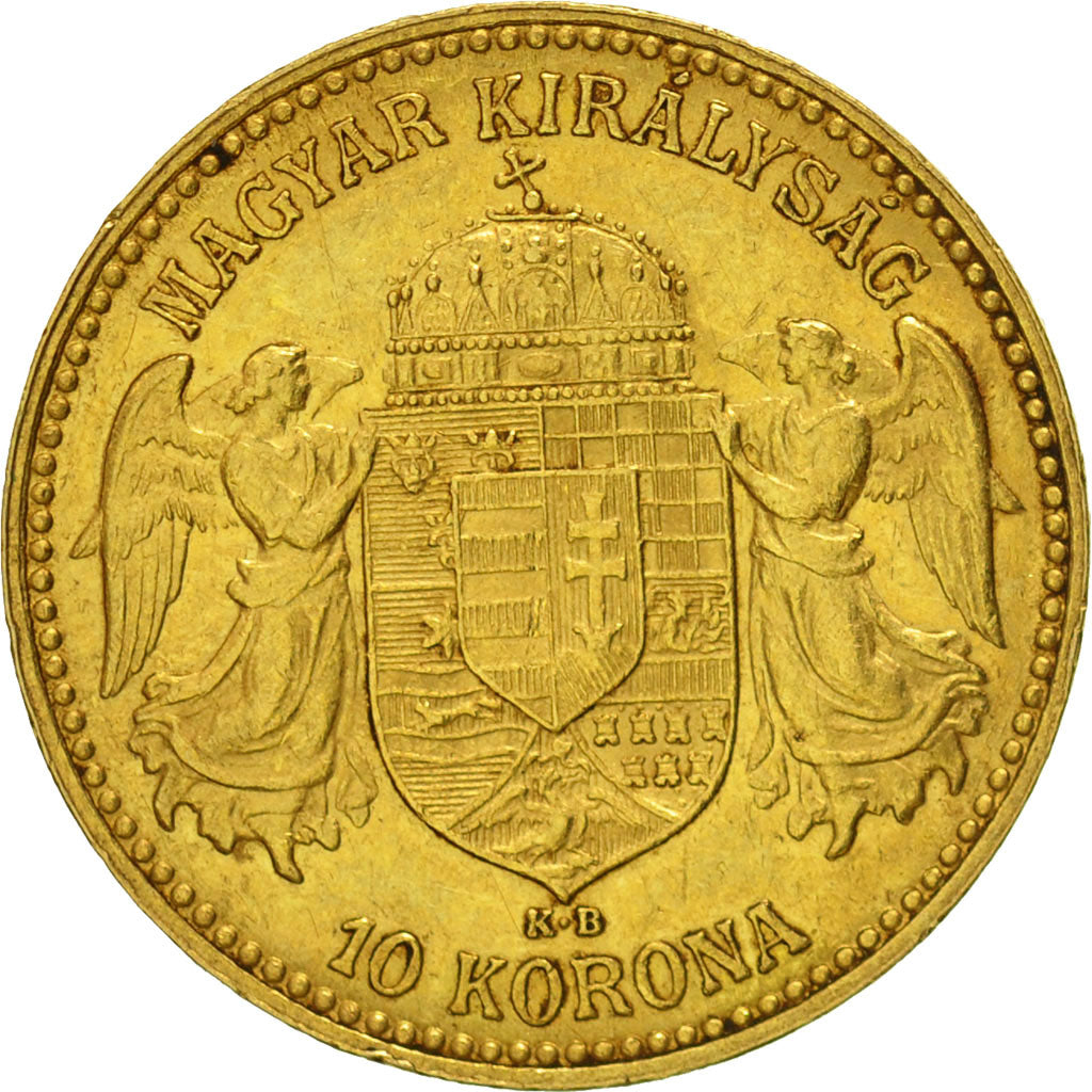 Hongrie, Franz Joseph I, 10 Korona, 1908, Kormoczbanya, SUP, Or, KM:485