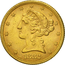 Coin, United States, Coronet Head, $5, Half Eagle, 1882, U.S. Mint