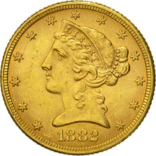 Monnaie, États-Unis, Coronet Head, $5, Half Eagle, 1882, U.S. Mint
