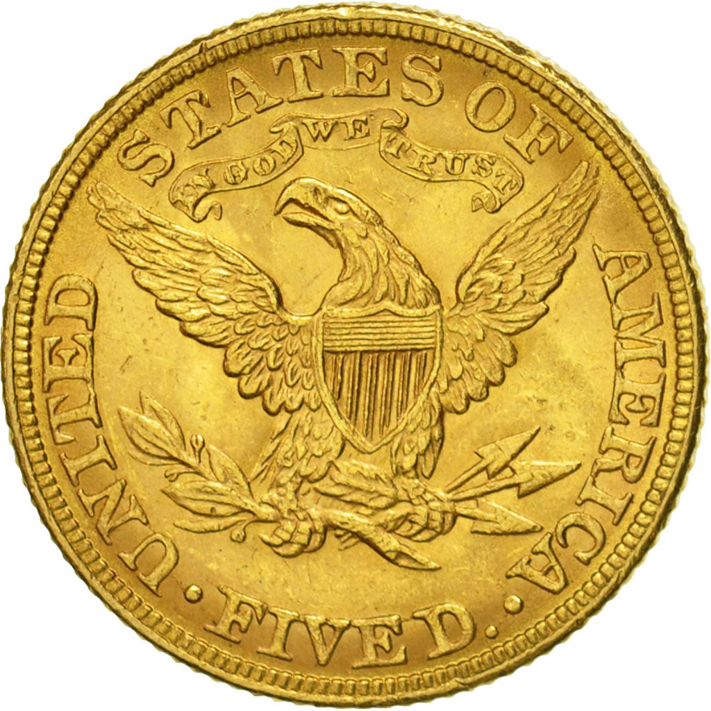 Monnaie, États-Unis, Coronet Head, $5, Half Eagle, 1882, U.S. Mint