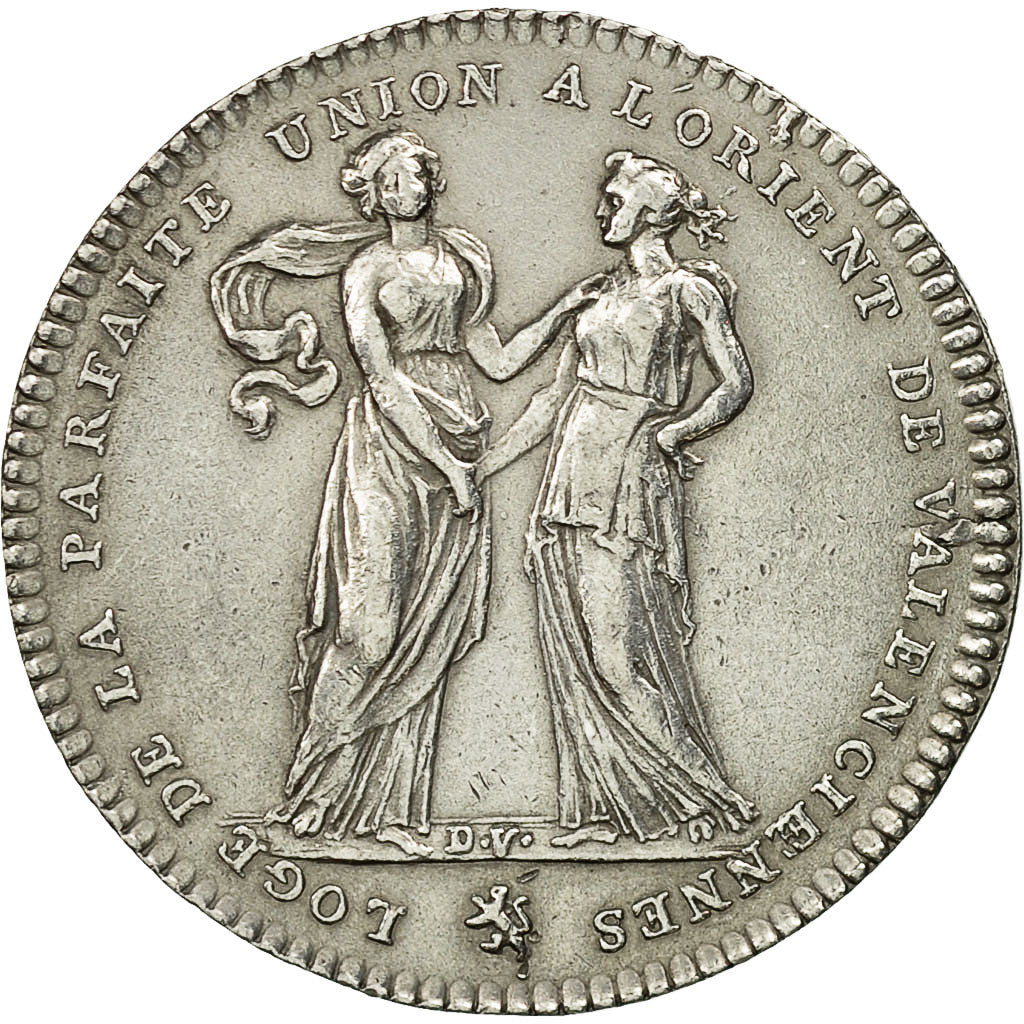 Francia, Token, Masonic, Loge De Valenciennes, Politics, Society, War, D.V.