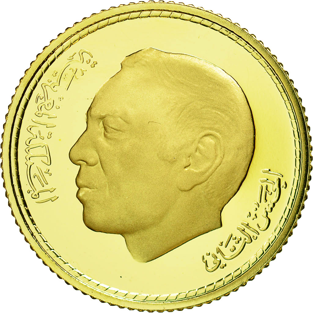 Munten, Marokko, al-Hassan II, 250 Dirhams, 1977, FDC, Goud, KM:66