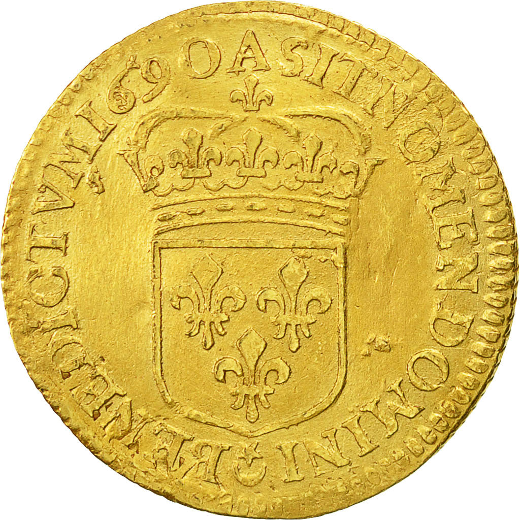 Münze, Frankreich, Louis XIV, 1/2 Louis d'or à l'écu, 1/2 Louis d'or, 1690