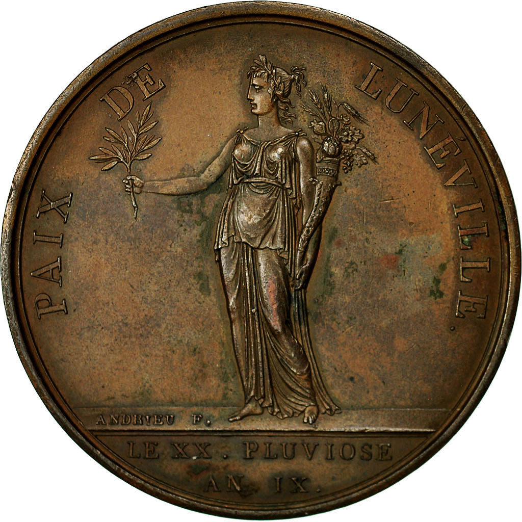 France, Medal, Paix de Lunéville, French Consulate, History, 1801, Andrieu