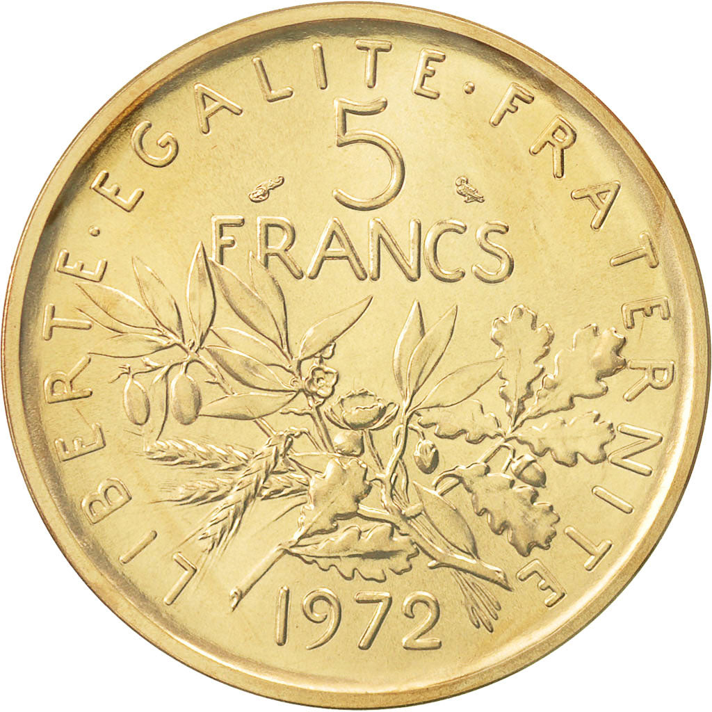 Moneda, Francia, 5 Francs, 1972, FDC, Oro, KM:P457, Gadoury:154.P3