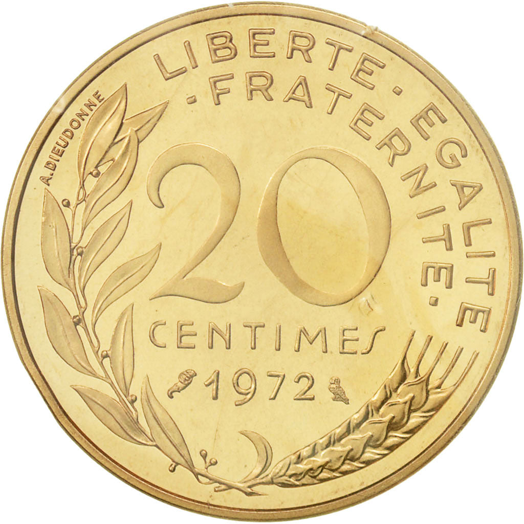 Monnaie, France, 20 Centimes, 1972, FDC, Or, KM:P448, Gadoury:56.P3