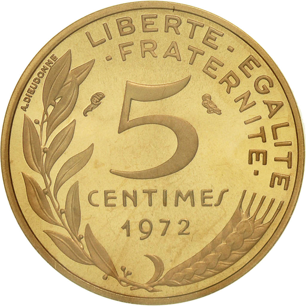 Monnaie, France, 5 Centimes, 1972, FDC, Or, KM:P442, Gadoury:22.P3