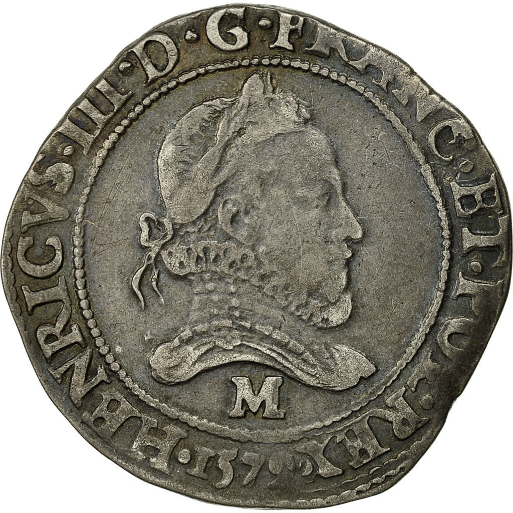Munten, Frankrijk, Henri III, Henri III, Franc au Col Fraisé, 1579, Toulouse