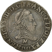 Monnaie, France, Henri III, Henri III, Franc au Col Fraisé, 1581, Toulouse