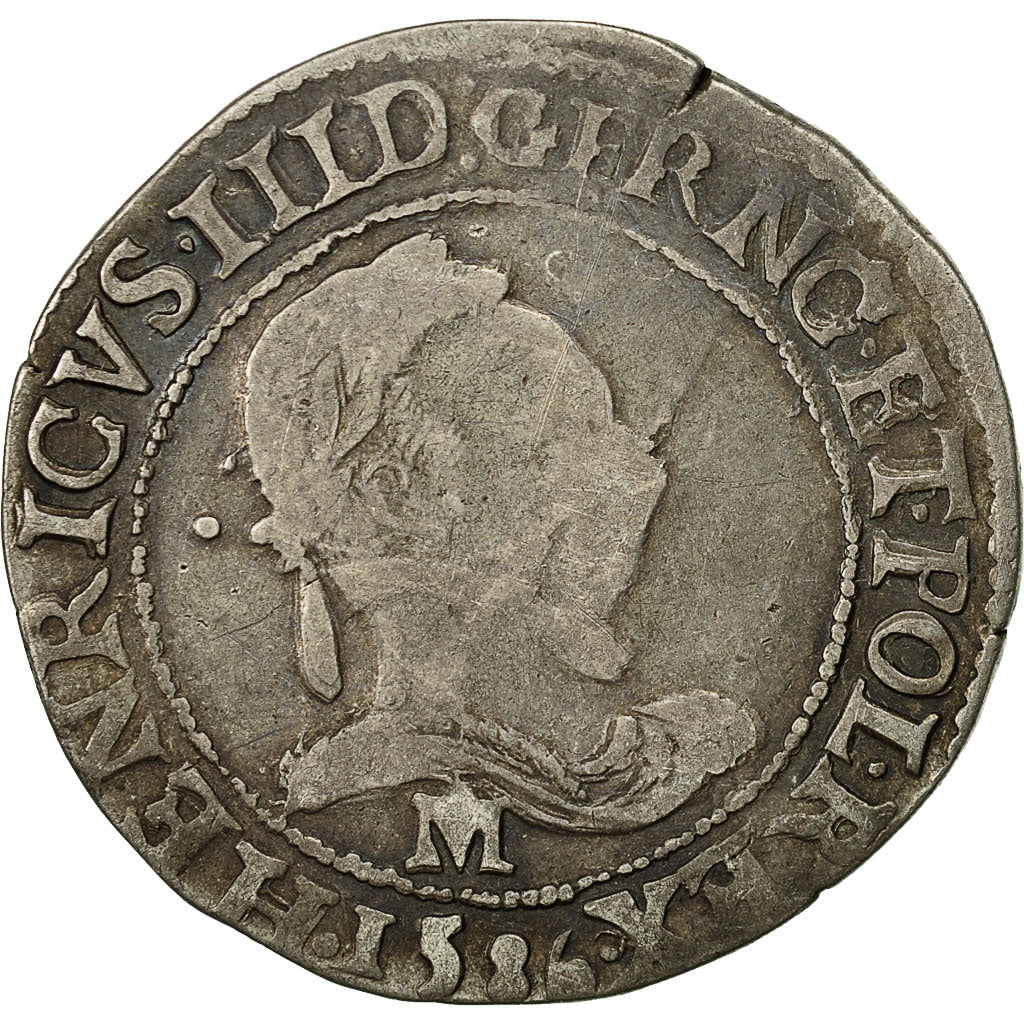 Munten, Frankrijk, Henri III, Henri III, Franc au Col Fraisé, 1586, Toulouse