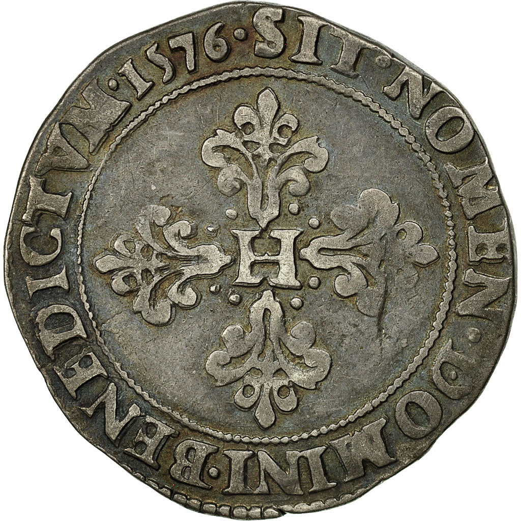 Monnaie, France, Henri III, Henri III, Franc au Col Plat, 1576, Rennes, TTB