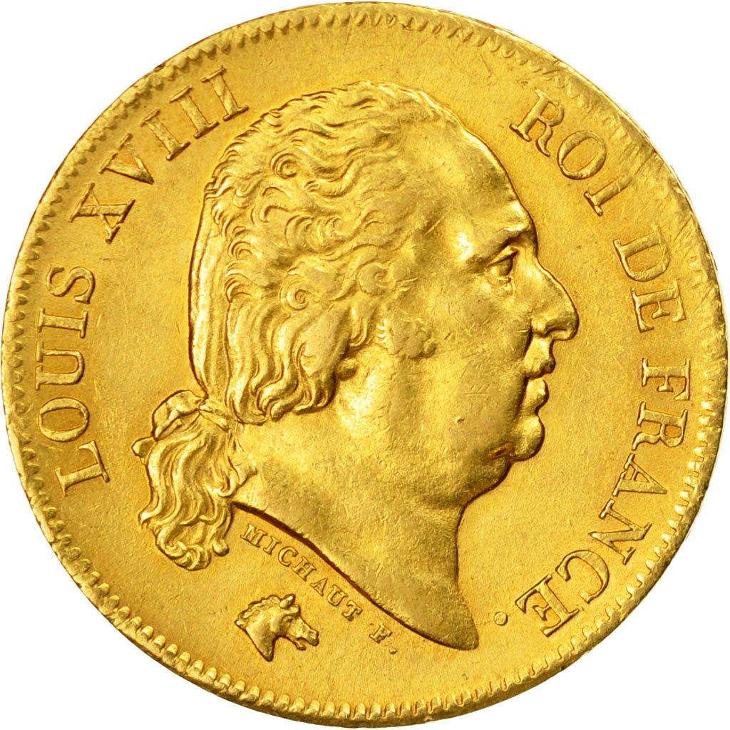 Munten, Frankrijk, Louis XVIII, Louis XVIII, 40 Francs, 1818, Lille, PR, Goud