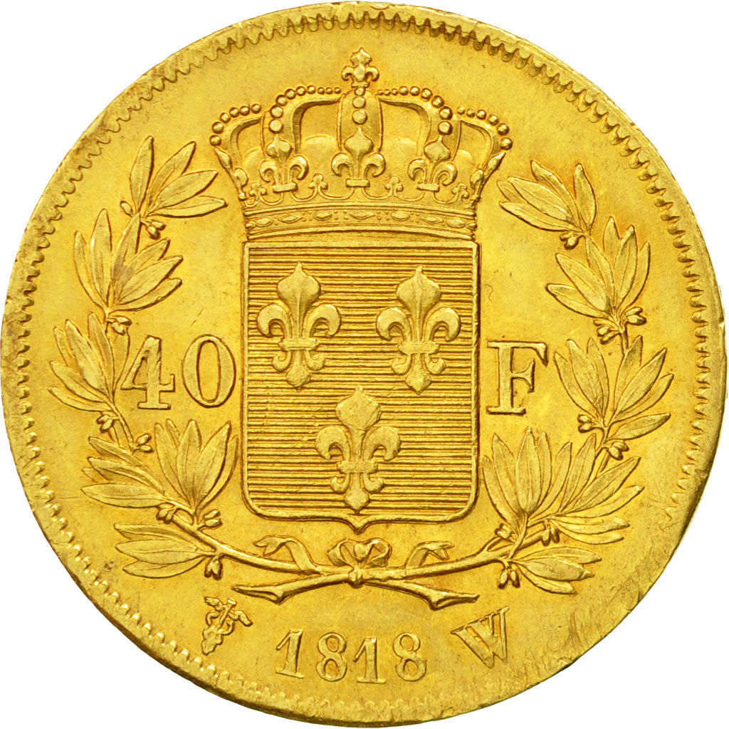 Munten, Frankrijk, Louis XVIII, Louis XVIII, 40 Francs, 1818, Lille, PR, Goud