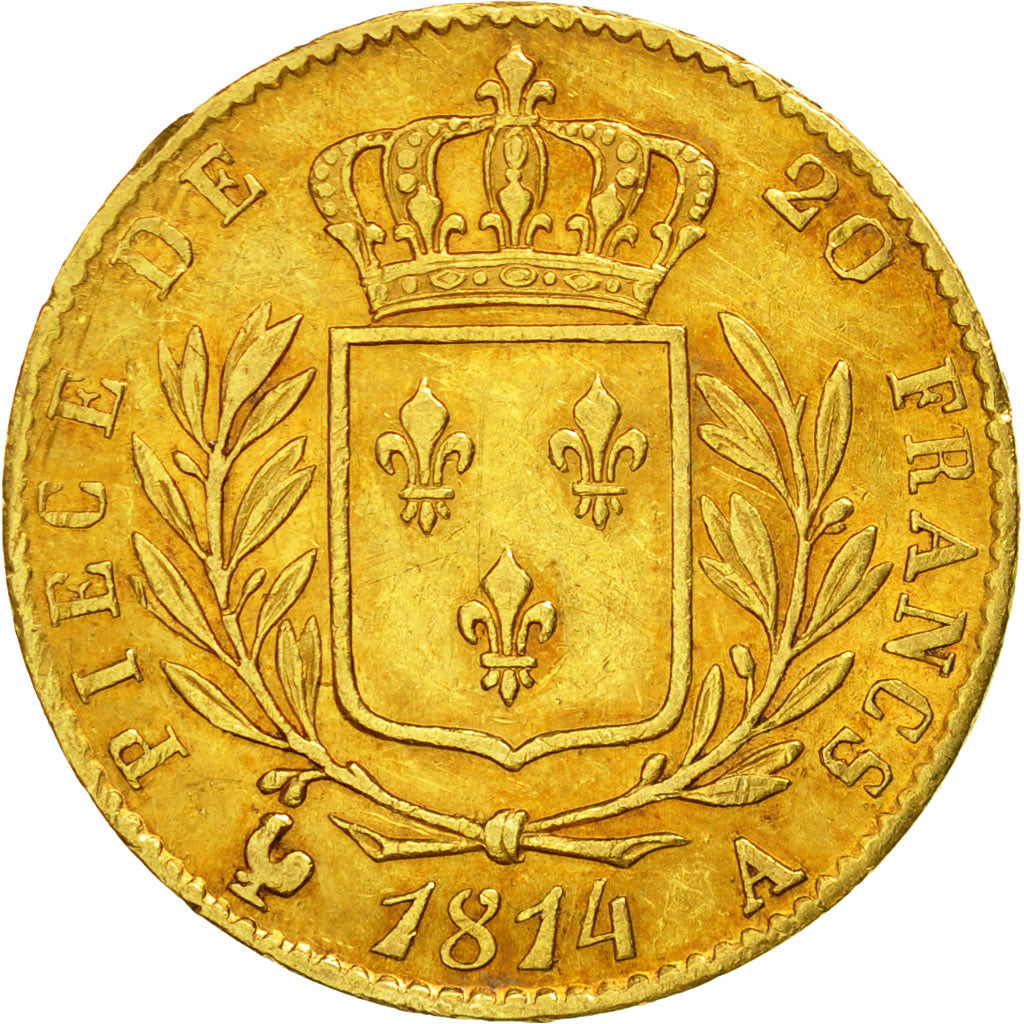 Coin, France, Louis XVIII, Louis XVIII, 20 Francs, 1814, Paris, EF(40-45), Gold