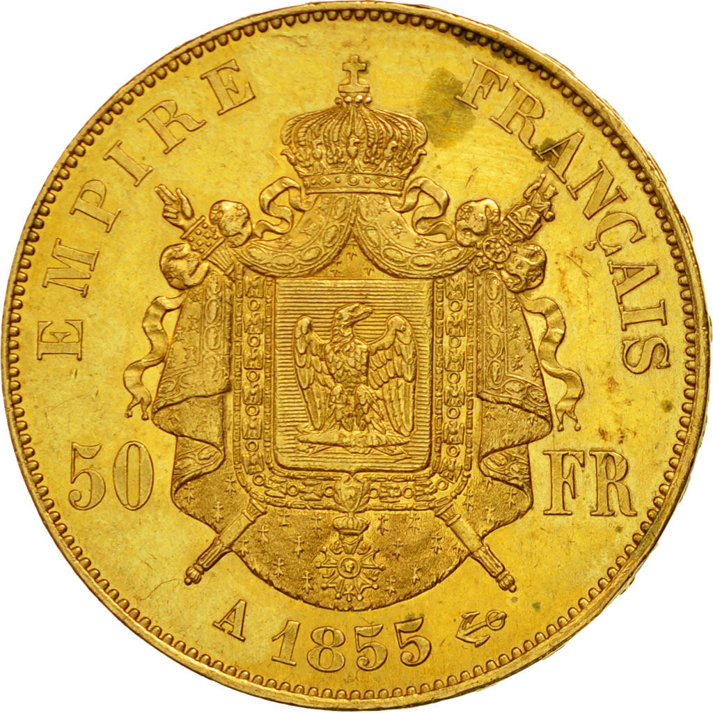 Coin, France, Napoleon III, Napoléon III, 50 Francs, 1855, Paris, AU(50-53)