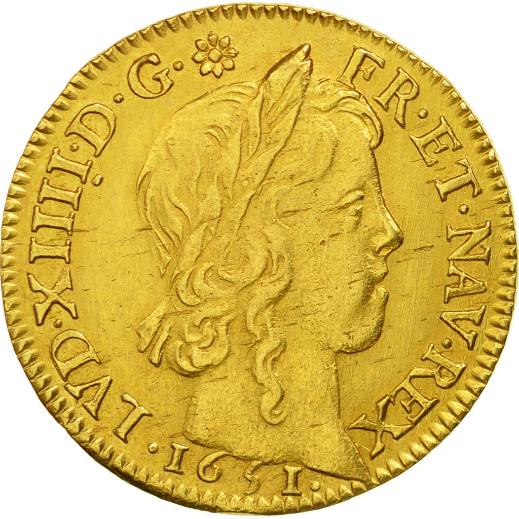 France, Louis XIV, Louis d'or à la mèche longue, 1651, Paris, TTB, Gadoury 245