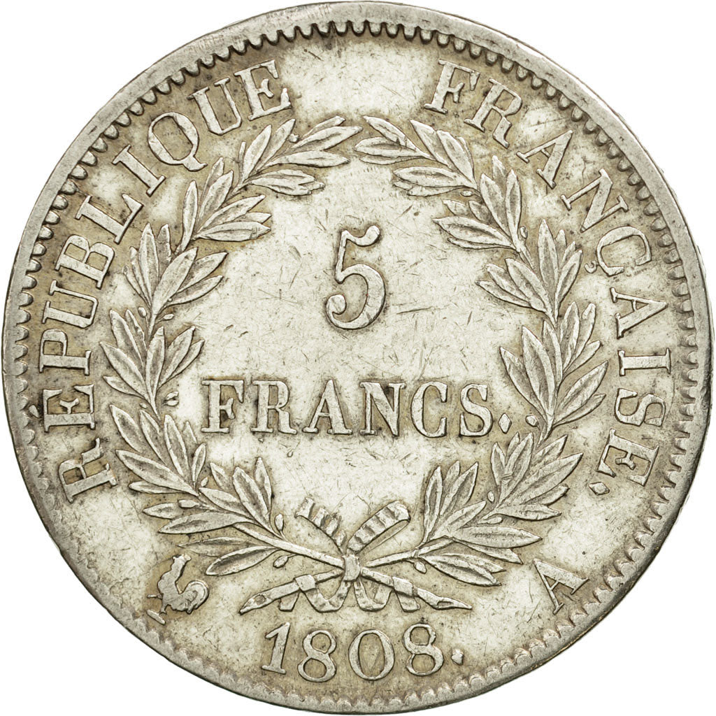 France, Napoléon I, 5 Francs, 1808, Paris, EF(40-45), Silver, KM:686.1