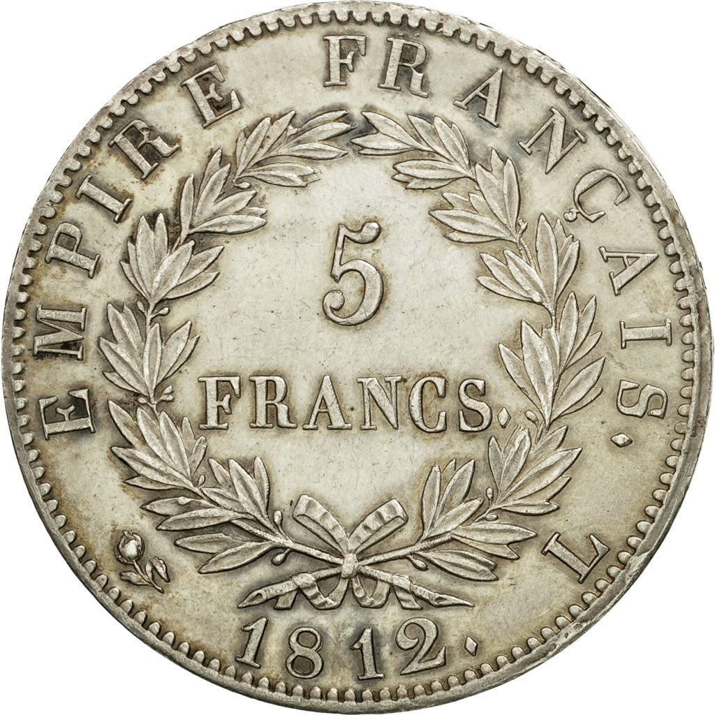 Francia, Napoléon I, 5 Francs, 1812, Bayonne, MBC+, Plata, KM:694.9