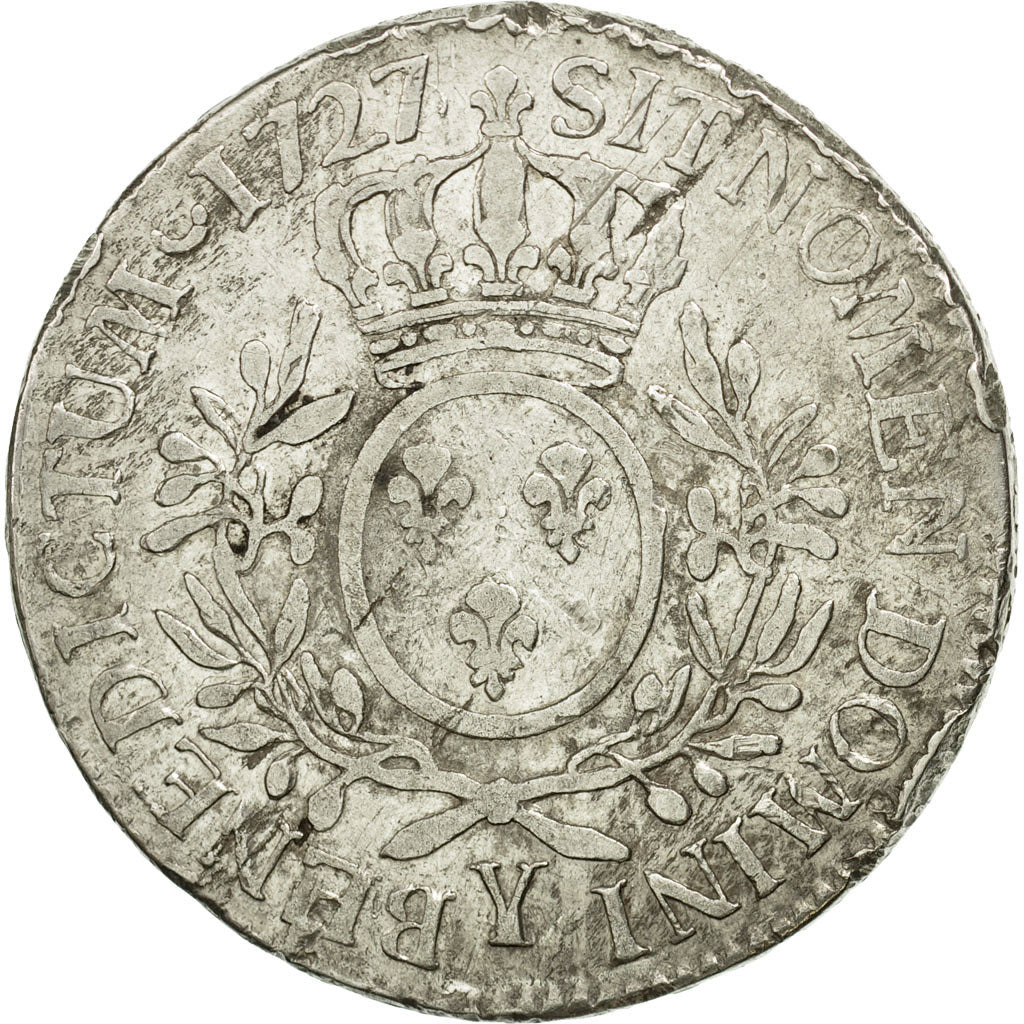 Moneta, Francia, Louis XV, Écu aux branches d'olivier, Ecu, 1727, Bourges, MB
