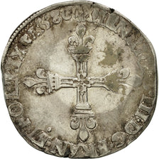 Moneda, Francia, Henri III, Henri III, Quart Ecu, 1586, Paris, BC+, Plata