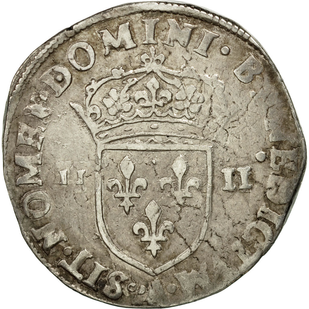 Moneta, Francia, Henri III, Henri III, Quart Ecu, 1586, Paris, MB+, Argento
