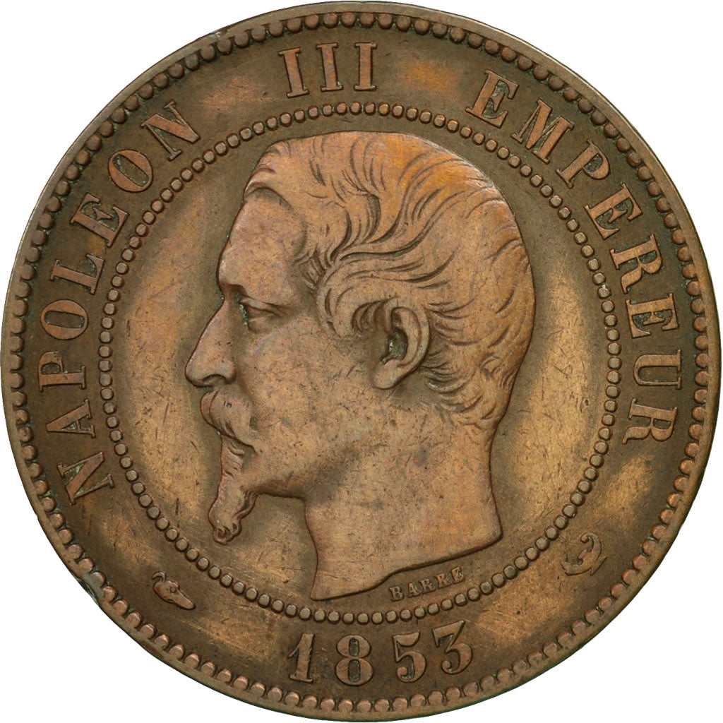 Münze, Frankreich, 10 Centimes, 1853, Lille, SS, Bronze, KM:M24, Gadoury:249c