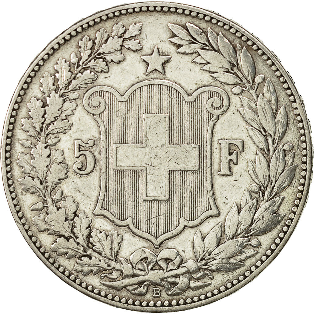 Switzerland, 5 Francs, 1889, Bern, EF(40-45), Silver, KM:34